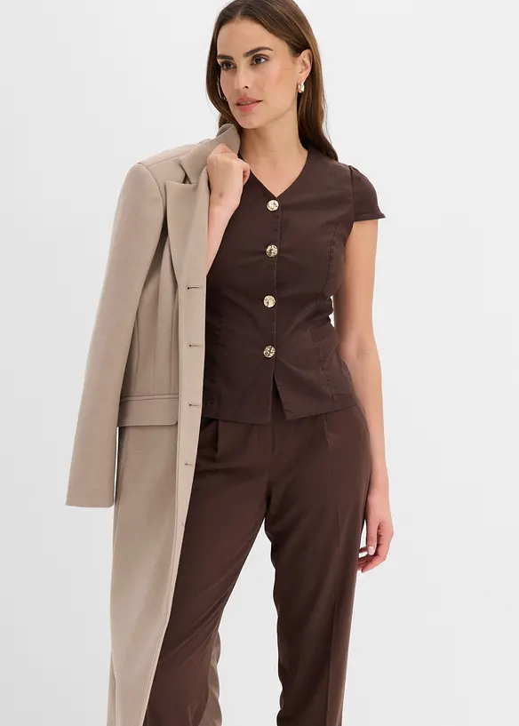 Pantalon taille &eacute;lastiqu&eacute;e &agrave; pinces, bonprix