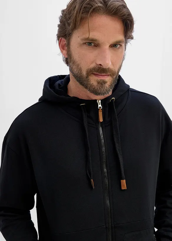 Kapuzen-Sweatjacke aus weichem Baumwoll-Mix, Loose Fit, bonprix