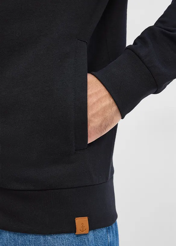 Sweat zipp&eacute; &agrave; col montant et d&eacute;tails, bonprix