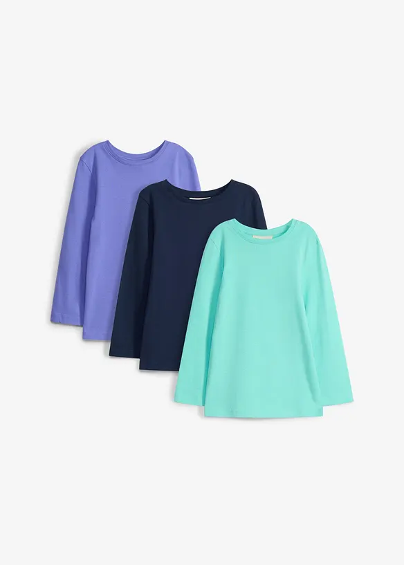 Langarmshirt (3er Pack) aus reiner Bio-Baumwolle, bonprix