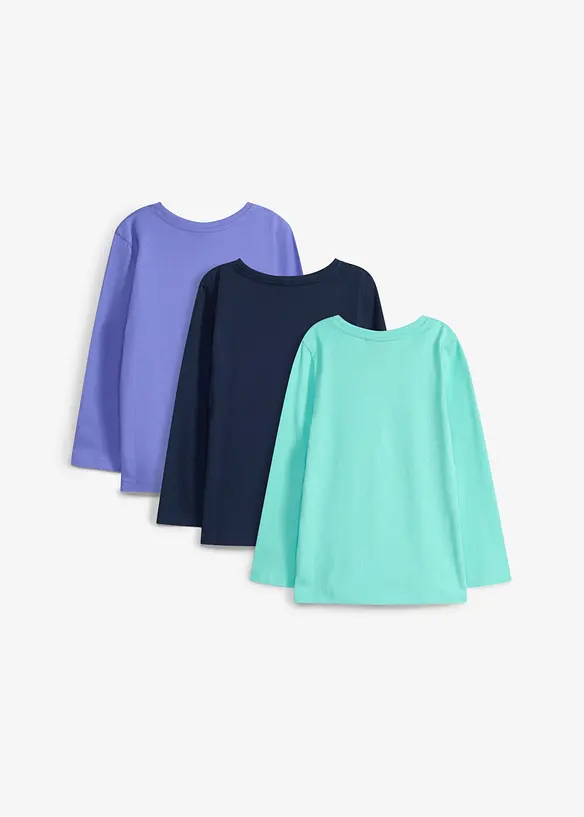 Langarmshirt (3er Pack) aus reiner Bio-Baumwolle, bonprix