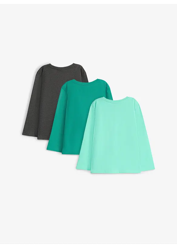 Langarmshirt mit Bio-Baumwolle (3er Pack), bonprix