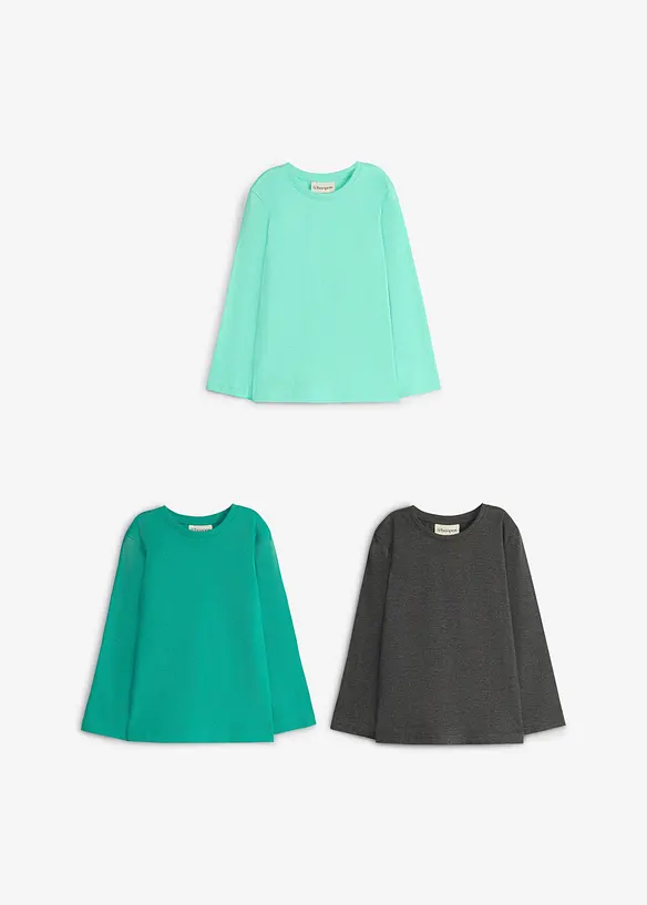 Langarmshirt mit Bio-Baumwolle (3er Pack), bonprix