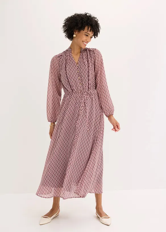 Chiffonkleid mit Kontrast-Pipings, bonprix
