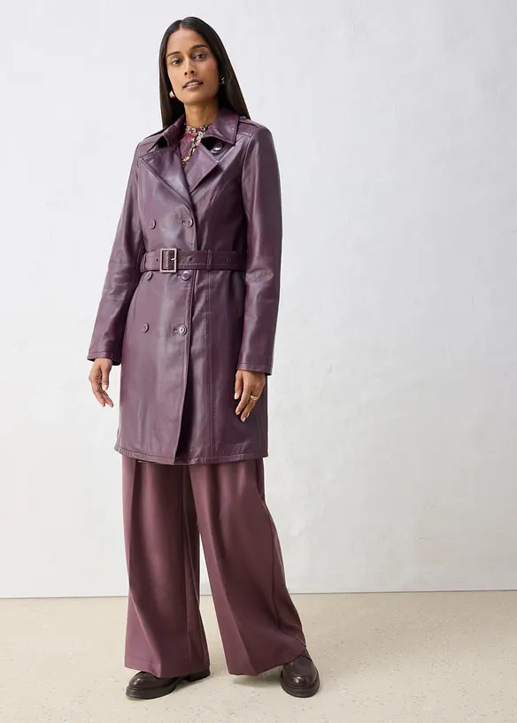 Leder-Trenchcoat aus Lammnappa, bonprix
