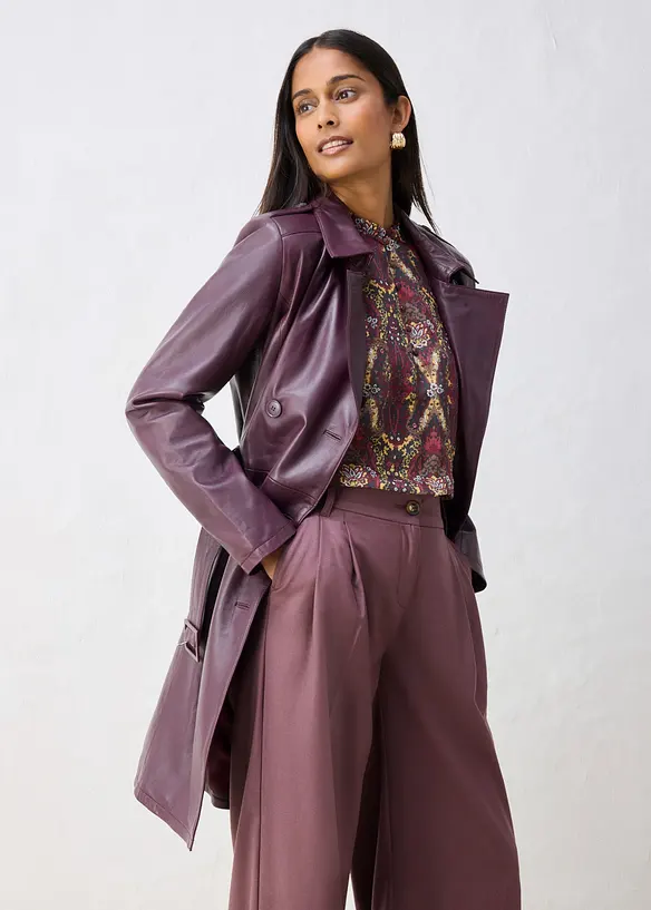Leder-Trenchcoat aus Lammnappa, bonprix