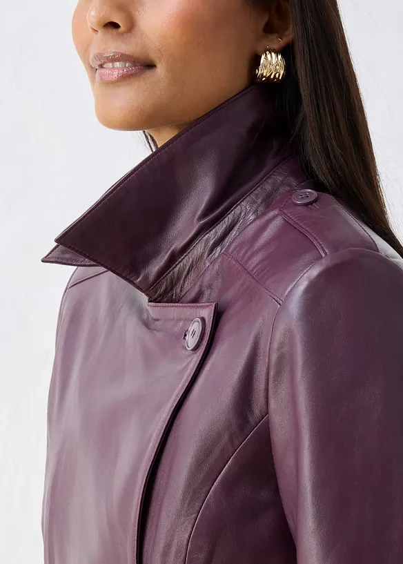 Leder-Trenchcoat aus Lammnappa, bonprix