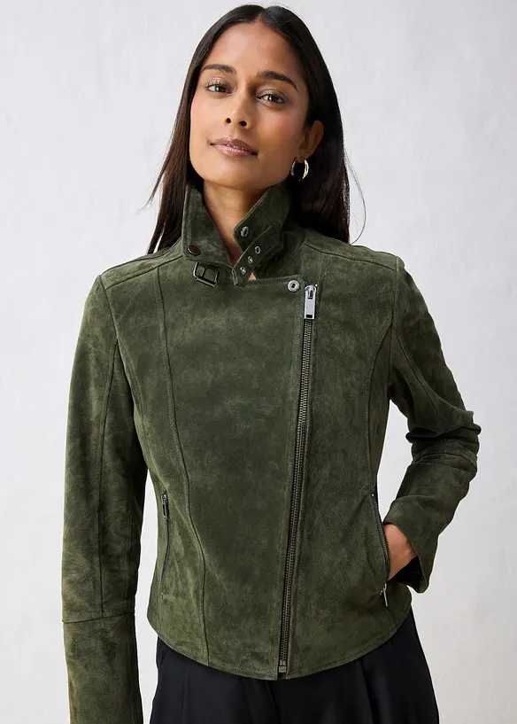Biker-Velourslederjacke, bonprix