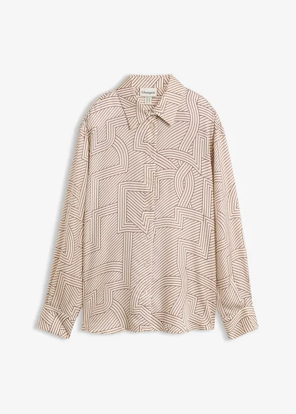 Flie&szlig;ende Hemdbluse mit Seide, bonprix