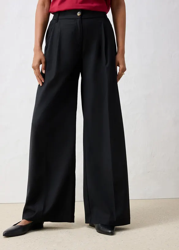 L&auml;ssige Bundfaltenhose aus weichem Woll-Anteil, bonprix