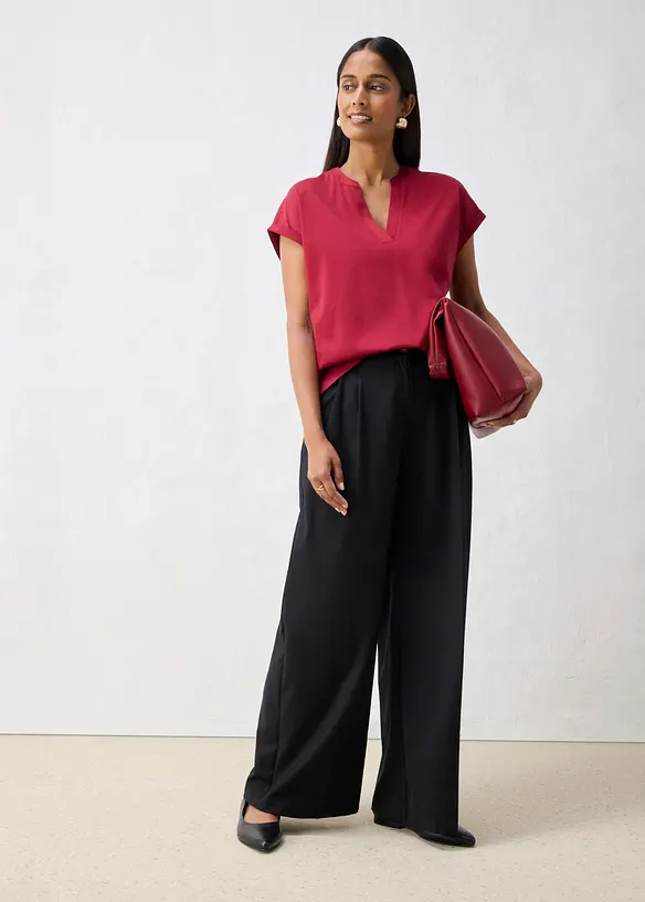 L&auml;ssige Bundfaltenhose aus weichem Woll-Anteil, bonprix