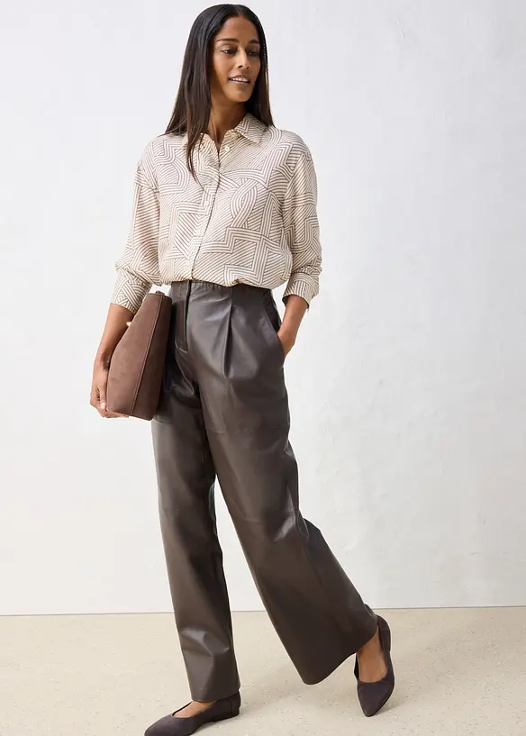 Lederhose mit Bundfalten, bonprix