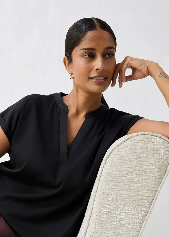 Shirt aus glattem Baumwoll-Seiden-Mix, bonprix