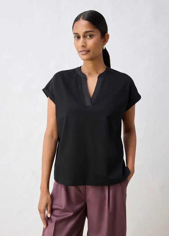 Shirt aus glattem Baumwoll-Seiden-Mix, bonprix