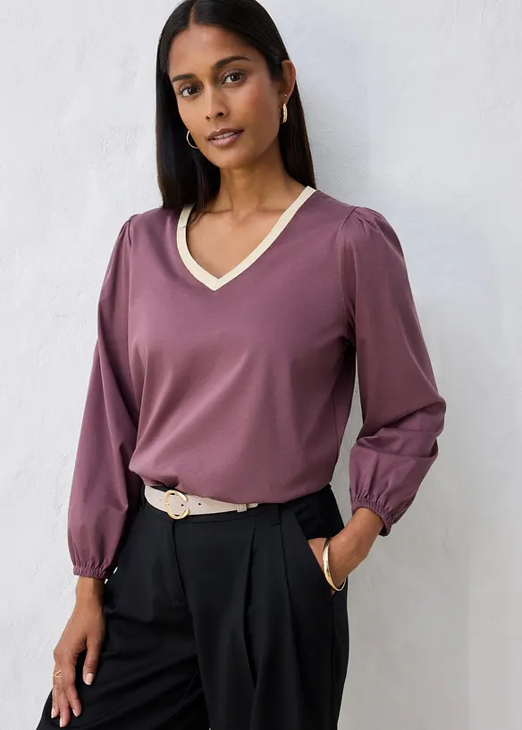 Langarmshirt aus Baumwoll-Seiden-Mix, bonprix