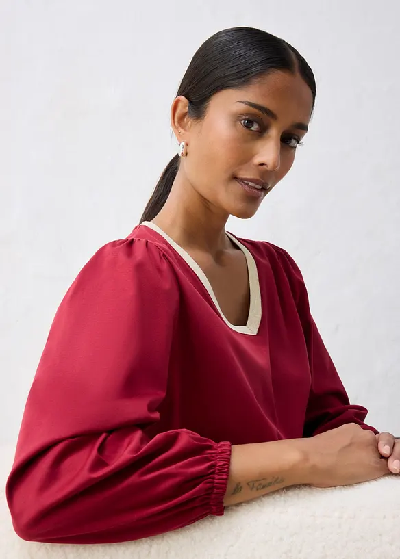 Langarmshirt aus Baumwoll-Seiden-Mix, bonprix