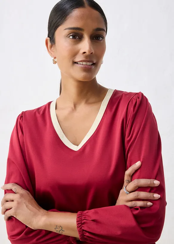 Langarmshirt aus Baumwoll-Seiden-Mix, bonprix