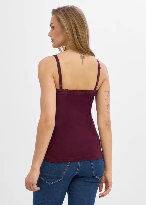 Lot de 2 tops de grossesse/allaitement &agrave; dentelle, bonprix