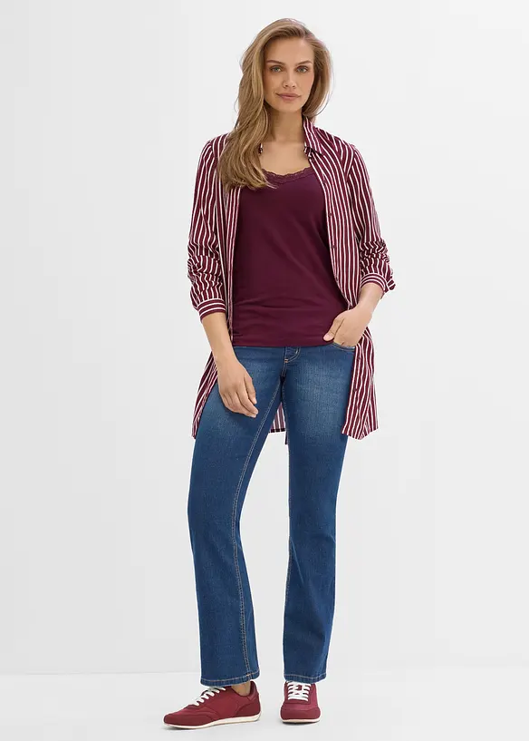 Lot de 2 tops de grossesse/allaitement &agrave; dentelle, bonprix