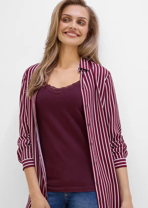 Lot de 2 tops de grossesse/allaitement &agrave; dentelle, bonprix