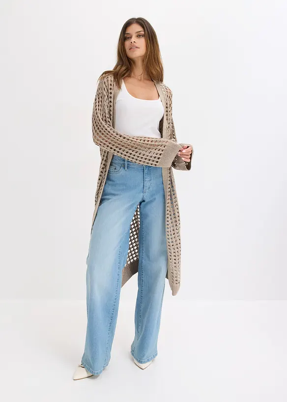 Strickmantel mit Lochstrickmuster, bonprix
