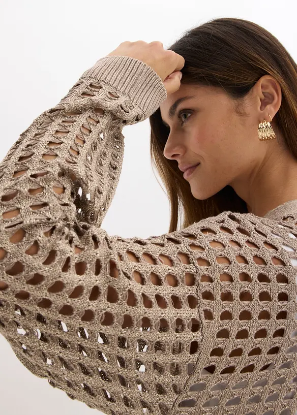 Strickmantel mit Lochstrickmuster, bonprix