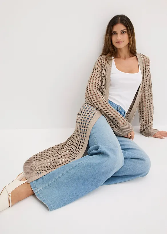 Strickmantel mit Lochstrickmuster, bonprix