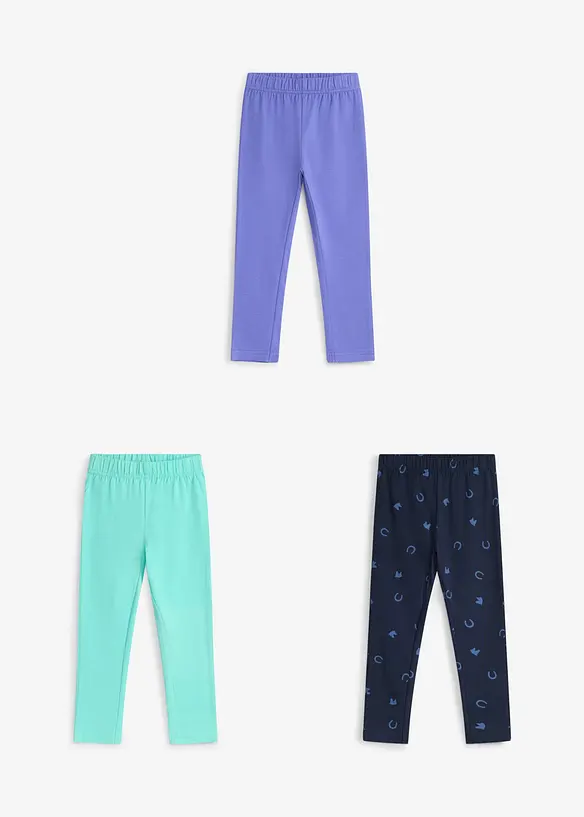 Lot de 3 leggings en coton extensible, bonprix