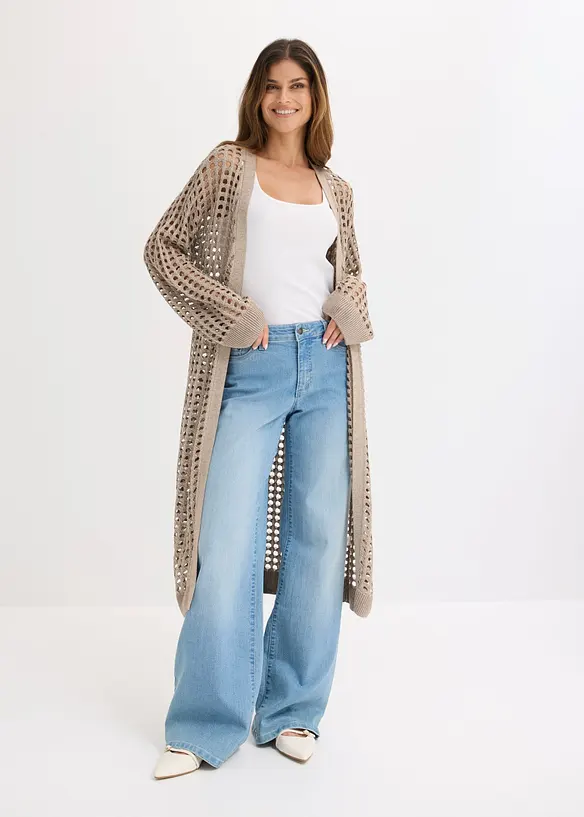Strickmantel mit Lochstrickmuster, bonprix