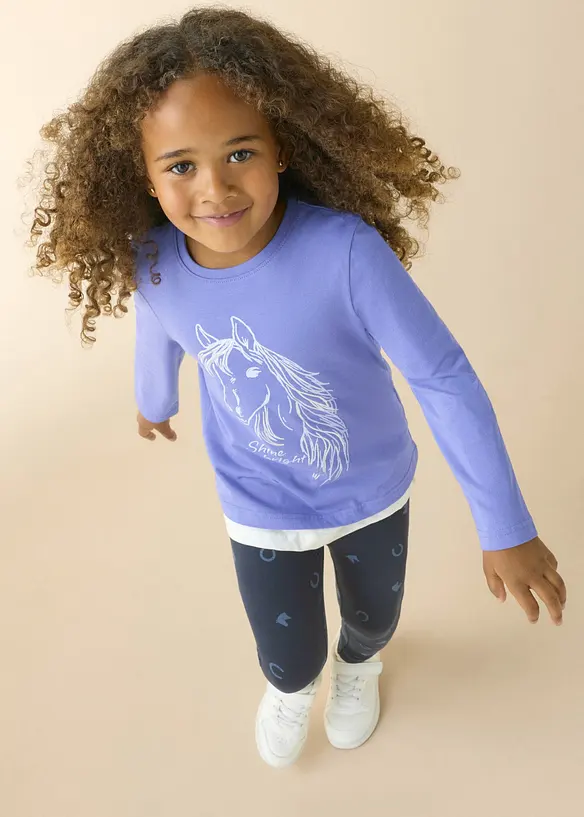 Lot de 2 T-shirts manches longues 100% coton, bonprix
