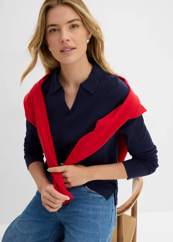 Polo manches longues 100% coton, bonprix