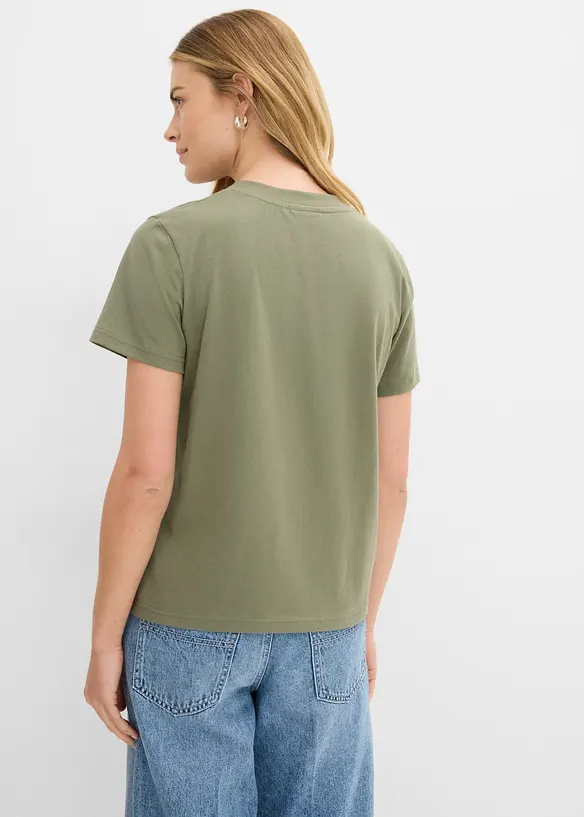 T-Shirt mit V-Ausschnitt aus reiner Bio-Baumwolle(3er Pack), bonprix