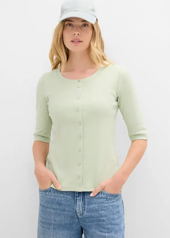 Shirt mit durchgehender Knopfleiste, bonprix