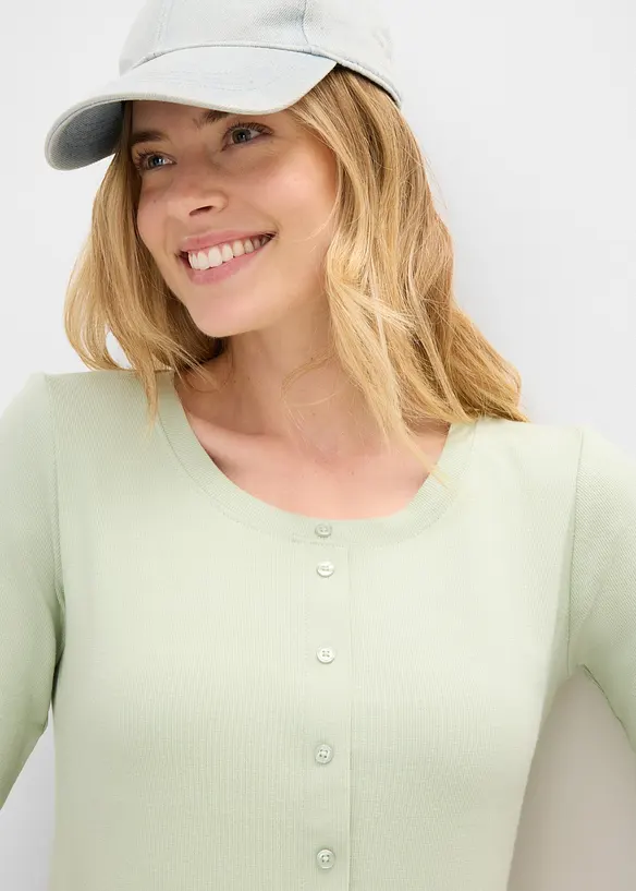 Shirt mit durchgehender Knopfleiste, bonprix