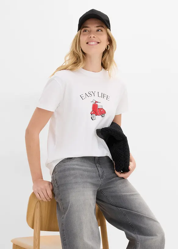 T-Shirt in lockerer Passform mit Baumwolle, bonprix