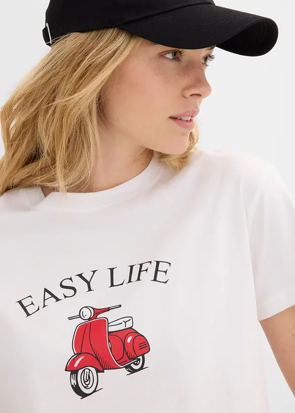 T-Shirt in lockerer Passform mit Baumwolle, bonprix