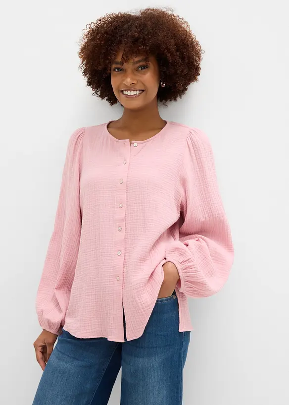 Oversize-Bluse aus softem Musselin, bonprix