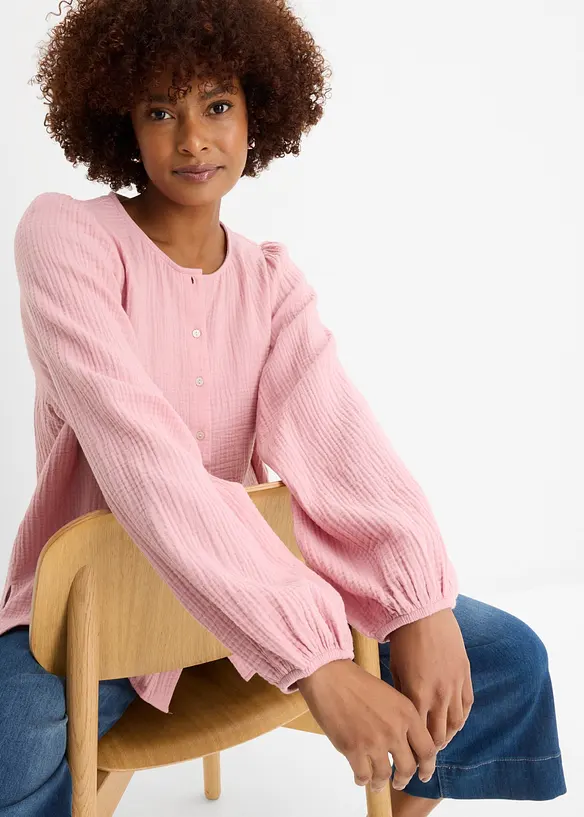 Oversize-Bluse aus softem Musselin, bonprix