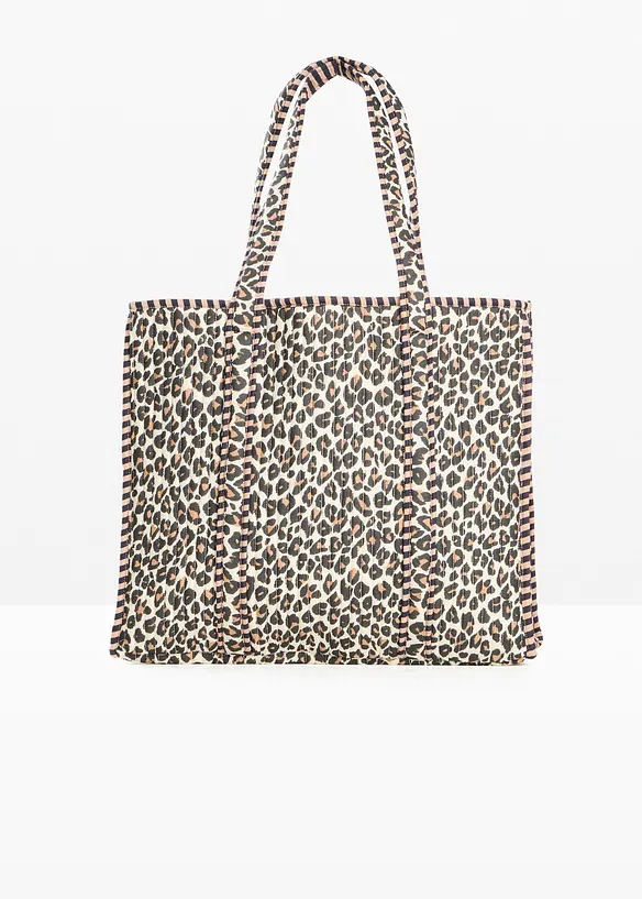 Cabas r&eacute;versible en coton &agrave; imprim&eacute; l&eacute;opard, bonprix