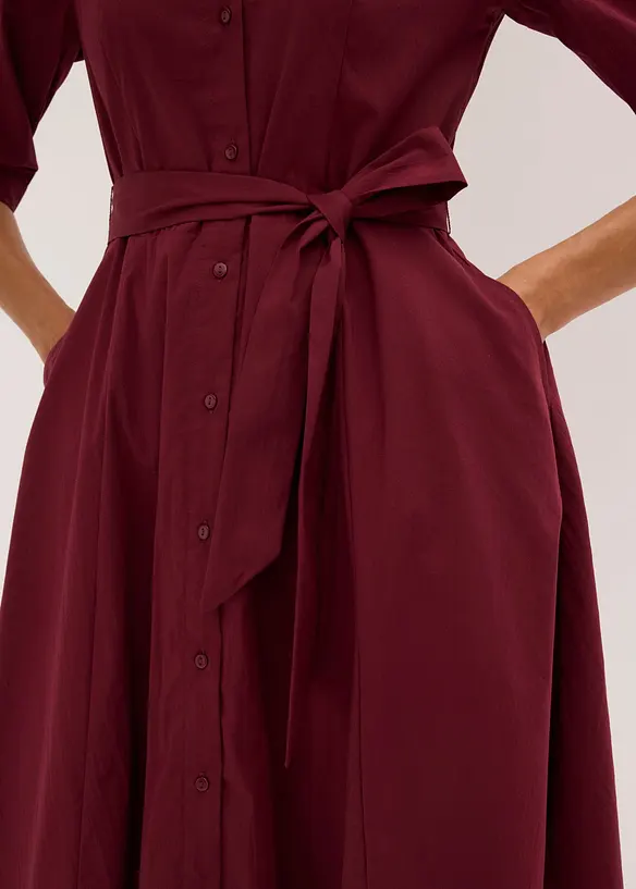 Robe-chemise avec dentelle et lien &agrave; nouer, bonprix