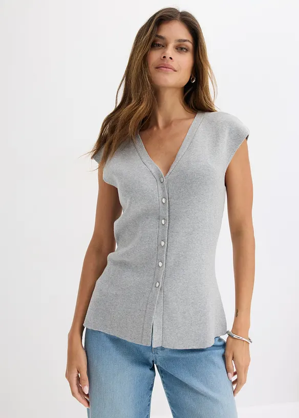 Gilet sans manches en maille, col en V, bonprix