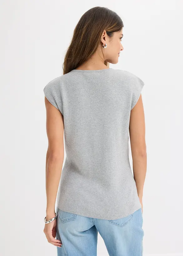 Gilet sans manches en maille, col en V, bonprix