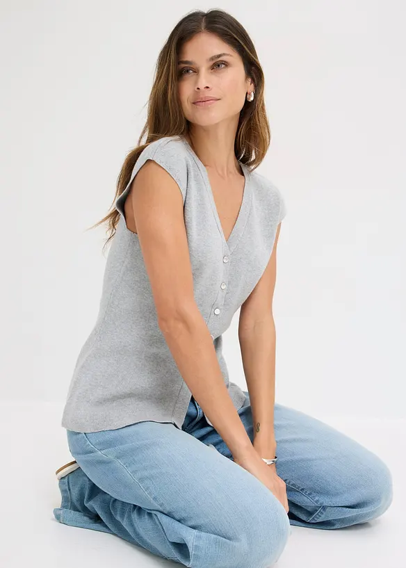 Gilet sans manches en maille, col en V, bonprix