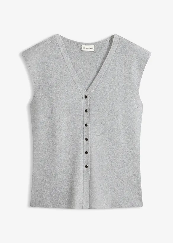 Gilet sans manches en maille, col en V, bonprix