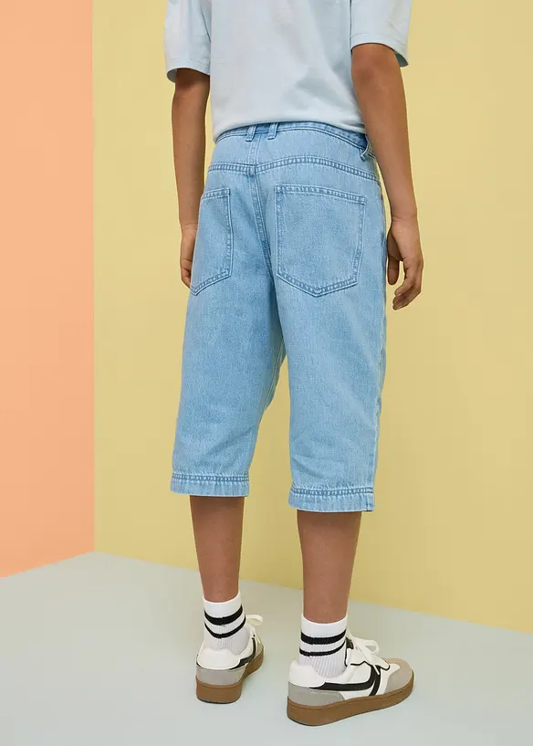 Jeans-Longbermuda mit verstellbarem Bund, Loose Fit, bonprix