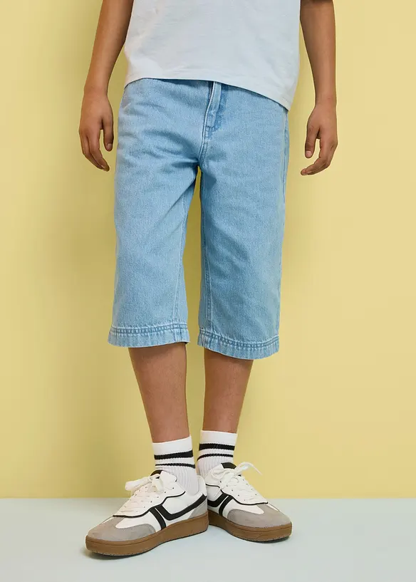 Jeans-Longbermuda mit verstellbarem Bund, Loose Fit, bonprix