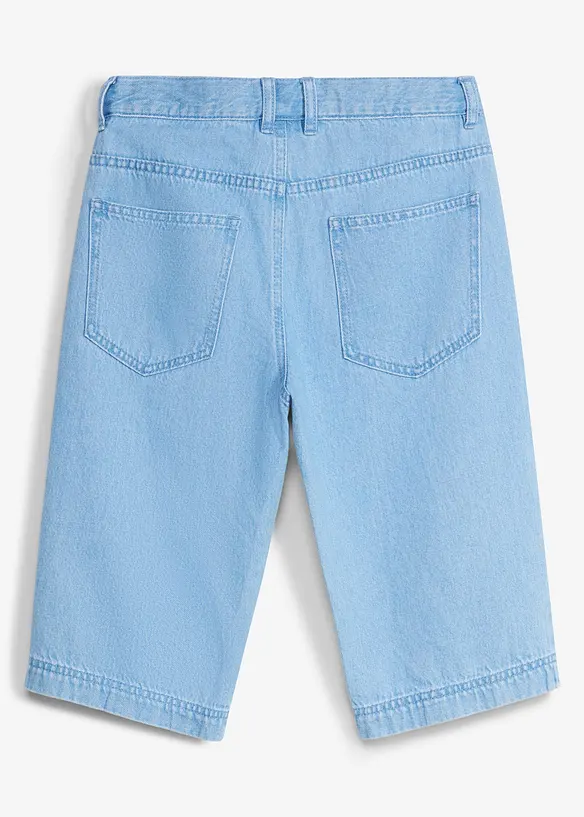 Jeans-Longbermuda mit verstellbarem Bund, Loose Fit, bonprix