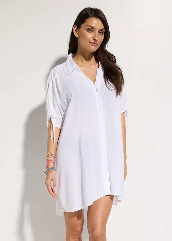 Chemise de plage oversize en cr&eacute;pon, bonprix