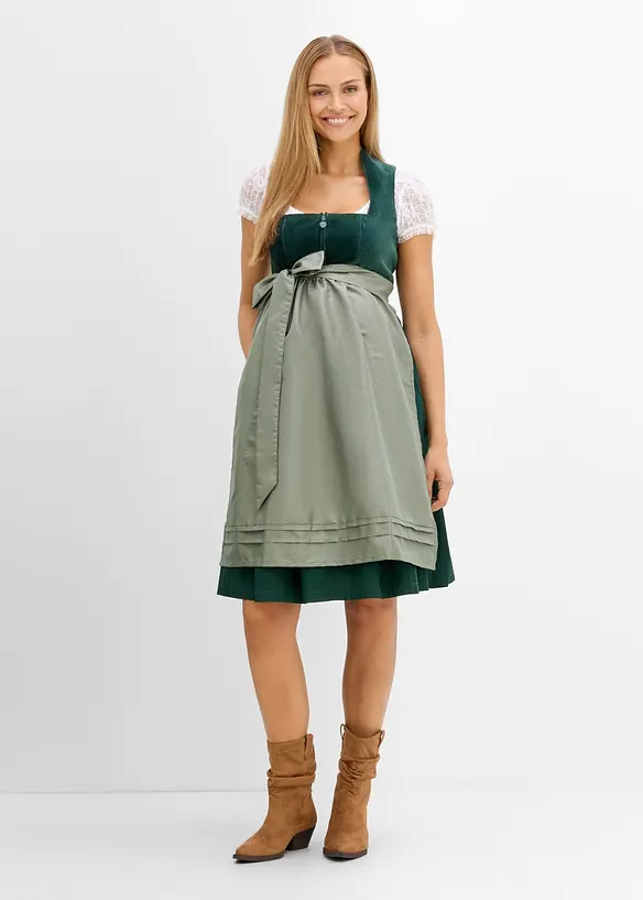 Umstands- Dirndl mit Samt-Mieder und Satin-Sch&uuml;rze (2-tlg.Set), bonprix