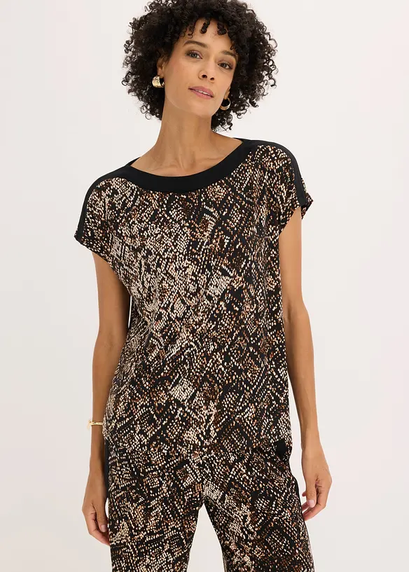 T-shirt avec bordure en satin, bonprix